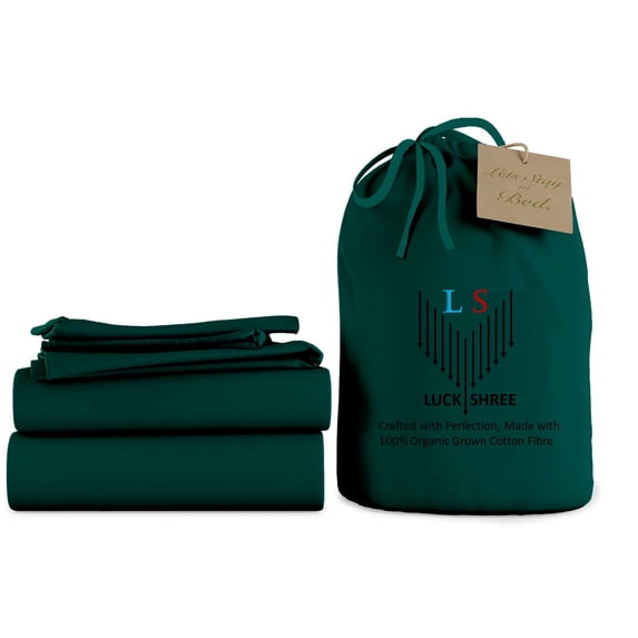 Split Head King 34" Size Organic Cotton Sheet Set- 700-Thread-Count 100% Organic - 15" Deep Pockets 700TC Organic Sheets - Teal Blue