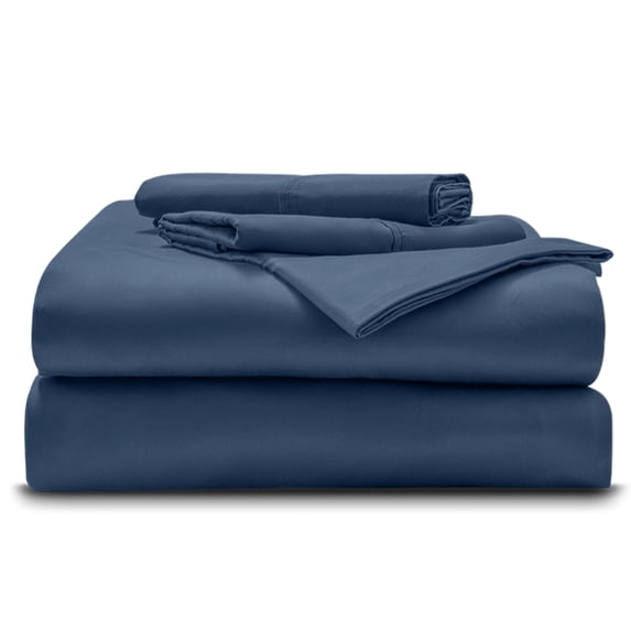 Split Head King Giza Sheets - 34" Split from Top Premium 400-Thread-Count Soft 100% Pure Giza Egyptian Cotton 4PC Bed Sheet Set, 15" Inches Deep Pockets - Mediterranean Blue