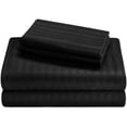 thumbnail image 1 of Split Head King Giza Striped Pattern Sheets - 34" Split 400-Thread-Count Soft 100% Pure Giza Egyptian Cotton 4PC, 18" Inches Deep Pockets - Black Stripe, 1 of 7