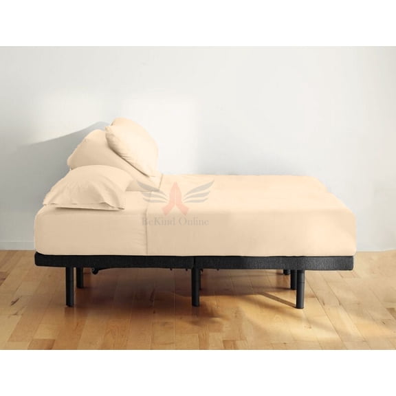 Split Head King Sheets Sets for Adjustable Bed - 1000-Thread Count 100% Egyptian Cotton - 4-PC Set - 10" Deep Pockets - FlexTop King 36" Split, Peach Solid