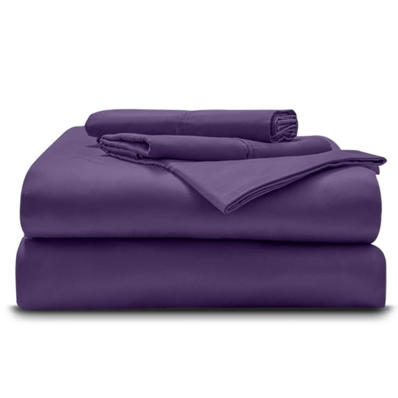 Split Head King Size Sheet Set 4-Piece Giza Cotton - Premium 1000-Thread-Count 100% Giza Egyptian Cotton, Fit Upto 28 inches Extra Deep Pockets Mattress - Plum