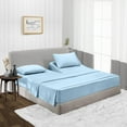 thumbnail image 1 of Split Head King Size Top Split Sheet Set of 4 Pcs, Adjustable Split 36 inches from The Top, Egyptian Cotton 600 Thread Count Solid, 18 Inch Deep Pocket For Adjustable Beds, Light Blue, 1 of 4