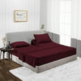 thumbnail image 1 of Split Head King Size Top Split Sheet Set of 4 Pcs, Adjustable Split 39 inches from The Top, Egyptian Cotton 600 Thread Count Solid, 18 Inch Deep Pocket For Adjustable Beds, Wine, 1 of 4
