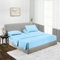 thumbnail image 1 of Split Head Queen Size Top Split Sheet Set of 4 Pcs, Adjustable Split 39 inches from The Top, Egyptian Cotton 1000 Thread Count, 18 Inch Deep Pocket For Adjustable Beds, Light Blue, 1 of 4