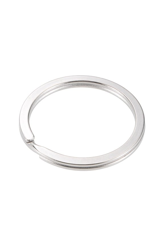Split Key Ring 35mm Open Flat Jump Connectors for Lanyard Zipper Handbag, Stainless Steel, Pack of 10