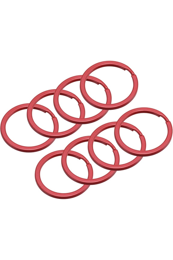 Split Keychain Rings, Round Flat Key Holder for Keys Organization, Decoration, Carbon Steel, Red