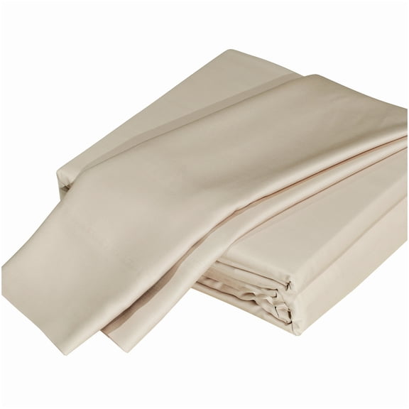 Split King 5-Piece Bamboo Viscose Sheet Set, Light Khaki and Beige, Traditional Bedroom Decor