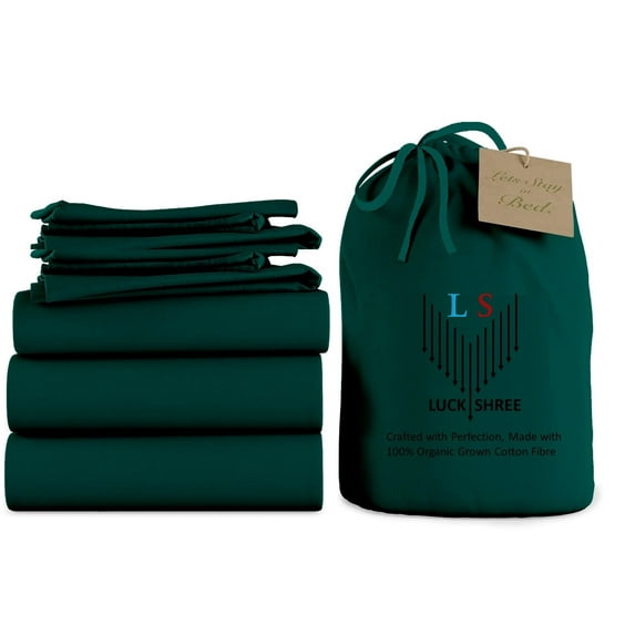 Split King 5-Piece Pure Organic Cotton Bed Sheets Set, 800-Thread-Count, 12 inch Deep Pockets - Teal Blue