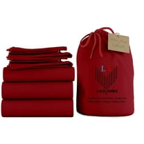 Split King 5-Piece Pure Organic Cotton Sheet Set, 1000-Thread-Count, 30 inch Deep Pockets - Burgundy