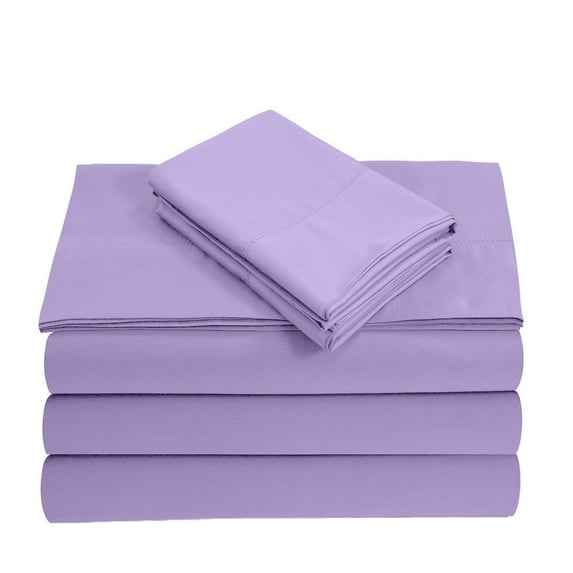 Split King 5-Piece Sheet Set, 600-TC Giza Cotton, 15 inch Deep Pockets - Lilac