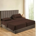 thumbnail image 1 of Split King 5 Piece Sheet Set - Breathable & Cooling, Luxury Sheets, 500 TC Egyptian Cotton Sheets, 100% Cotton Split King Sheet Set, 10-12" Inch Deep Pocket, Split King Size Chocolate Stripe, 1 of 5