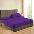 thumbnail image 1 of Split King 5 Piece Sheet Set - Breathable & Cooling, Luxury Sheets, 500 TC Egyptian Cotton Sheets, 100% Cotton Split King Sheet Set, 22-24" Inch Deep Pocket, Split King Size Purple Stripe, 1 of 5