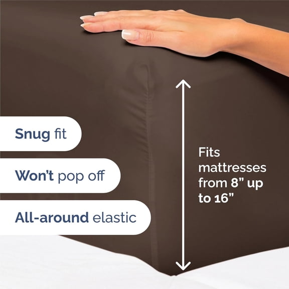 Split King 7 Piece Sheet Set - Comfy Breathable & Cooling - Ultra-Soft Hotel Luxury Bedding Set w/ 8-16 Inch Deep Pockets - 1 Flat & 2 Fitted Sheet & 4 Pillowcases - Wrinkle Free & Easy Care - Brown