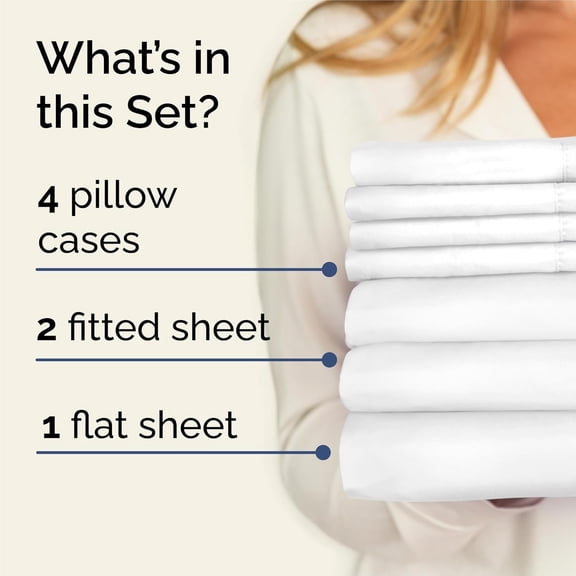 Split King 7 Piece Sheet Set - Ultra-Soft Cooling Microfiber Bedding with Deep Pockets for 8-16 Inch Mattresses