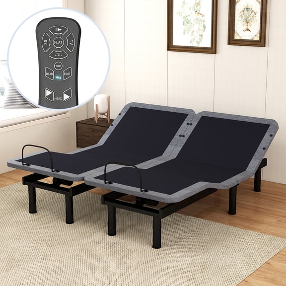 Split King Adjustable Bed Base with Massage, Electric Bed Frame Dual Head & Foot Lift, Wireless Remote, Zero Gravity, Anti-Snore, LED Light, USB Ports