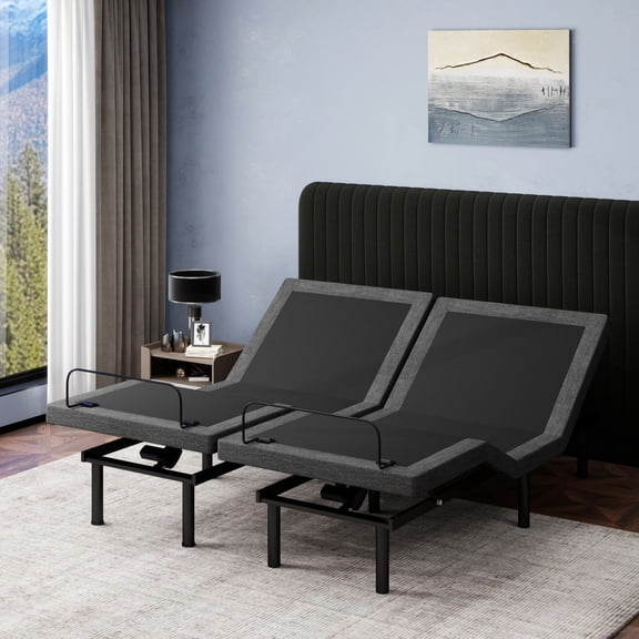 Split King Adjustable Bed Base with Massage Electric Dual Head & Foot Lift, Wireless Remote, Zero Gravity, Anti-Snore, Under-Bed LED Lighting, USB Ports and 12" Adjustable Legs