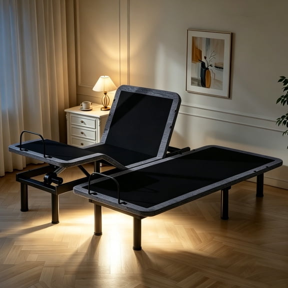 Split King Adjustable Bed Base with Massage, Head & Foot Lift, Zero Gravity, Anti-Snore, LED Light, USB Ports, Wireless Remote, 12" Adjustable Legs