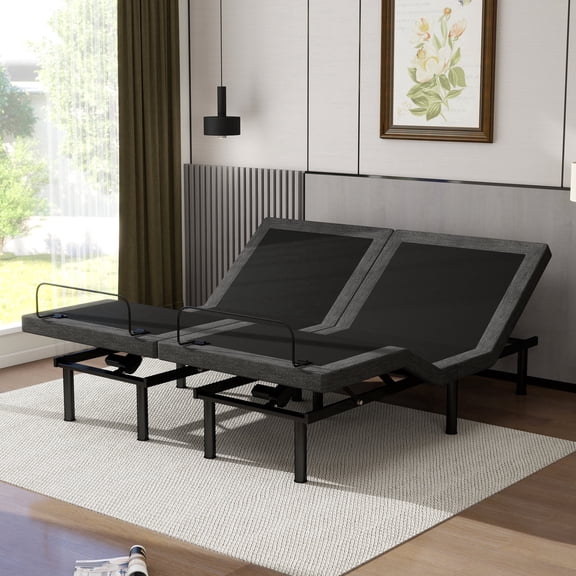 Split King Adjustable Bed Frame, Adjustable Base with Wireless Remote, 65° Head & 45° Foot Lift, Zero Gravity & Anti-Snore Presets, Sturdy Metal Frame, 3 Height Adjustable Legs, Electric Bed Base