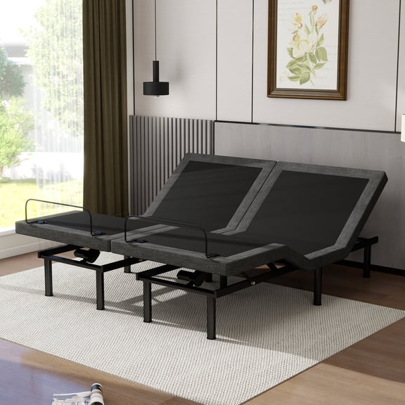 Split King Adjustable Bed Frame, Adjustable Base with Wireless Remote, 65° Head & 45° Foot Lift, Zero Gravity & Anti-Snore Presets, Sturdy Metal Frame, 3 Height Adjustable Legs, Electric Bed Base