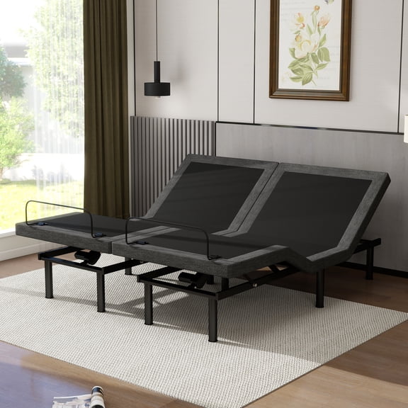 Split King Adjustable Bed Frame, Adjustable Base with Wireless Remote, 65° Head & 45° Foot Lift, Zero Gravity & Anti-Snore Presets, Sturdy Metal Frame, 3 Height Adjustable Legs, Electric Bed Base
