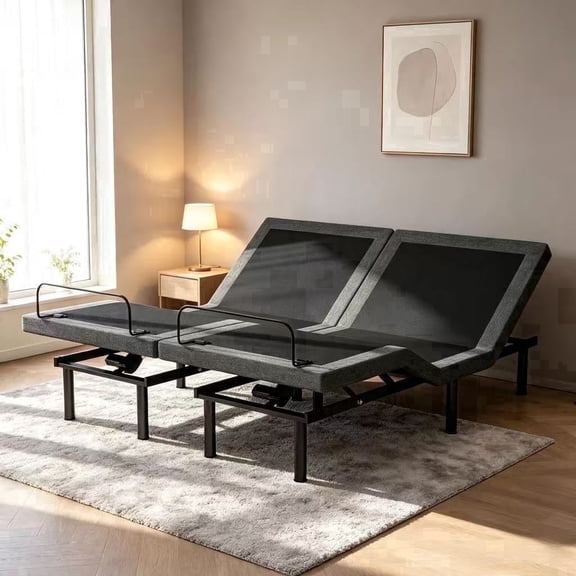 Split King Adjustable Bed Frame ,Electric Metal Bed Base with Head & Foot Lift, Wireless Remote, Zero Gravity, Anti-Snore, 3 Height Options