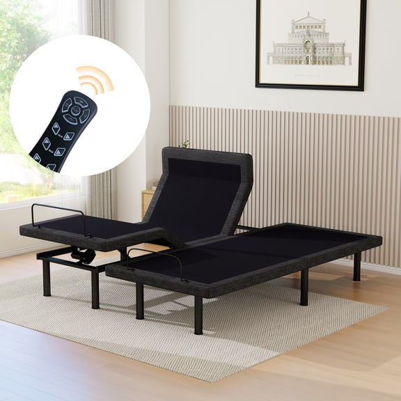 Split King Adjustable Bed Frame with Head and Foot Lift, Head-Pillow-Tilt, Adjustable Bed Base with Under-Bed LED, Zero Gravity, Wireless Remote & USB Ports