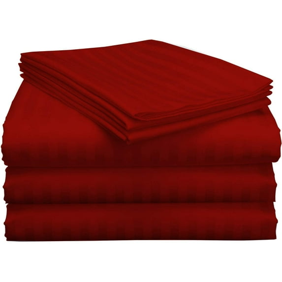 Split King Bed Sheet Set 5Pcs Adjustable Bed Sheets - 18" Deep Pocket of Fitted Sheet 800 Thread Count 100% Pure Egyptian Cotton - (Split King, Burgundy Stripe)