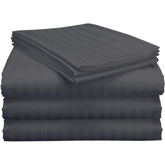 Split King Bed Sheet Set 5Pcs Adjustable Bed Sheets - 18" Deep Pocket of Fitted Sheet 800 Thread Count 100% Pure Egyptian Cotton - (Split King, Dark Grey Stripe)