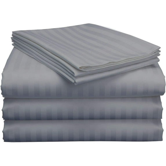 Split King Bed Sheet Set 5Pcs Adjustable Bed Sheets - 21" Deep Pocket of Fitted Sheet 800 Thread Count 100% Pure Egyptian Cotton - (Split King, Silver Stripe)