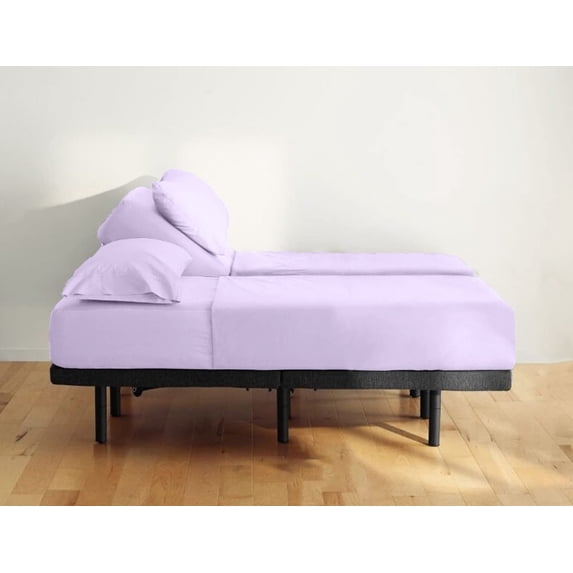 Split King Bed Sheet Set - Deep Pocket of 18" Inch, 400 Thread Count 5-Piece Sheet Set, 100% Cotton Egyptian Quality & Extra Soft Luxury Sheets for King Bed - Lavender Solid.