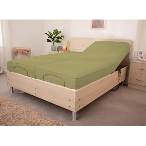 Split King Bed Sheets 100% Cotton Sheet Set, 5 Pieces Sheet Set, Upto 15" Deep Pocket- Adjustable Split Bed Sheets (Sage, Split-King)$$Bedding