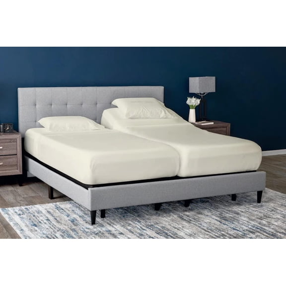 Split King Bed Sheets Set for Adjustable Beds, Deep Pocket 5 Piece, Brushed Microfiber Sheets (Ivory, Split King)