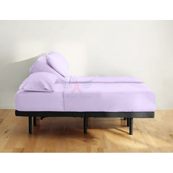 Split King Egyptian Giza Cotton Sheet Set for Adjustable Bed, Soft Sateen Weave, 1000-Thread-Count 5-PC Sheet Set, Split-King Set 22-Inch Deep Pockets - |Lilac|