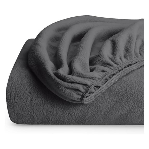 Split King Fleece Fitted Sheet 2-Pack - Extra Plush Polar Fleece, Deep Pocket, No-Pilling - All Season Cozy Warmth (Grey)
