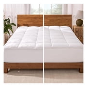 Split King Microplush Mattress Topper - Pillow Top Reversible - Dual Sided All-Season - 8" to 24" Deep Pocket - Soft Fitted Cover - Plush Mattress Pad Split King - 2 Twin XL