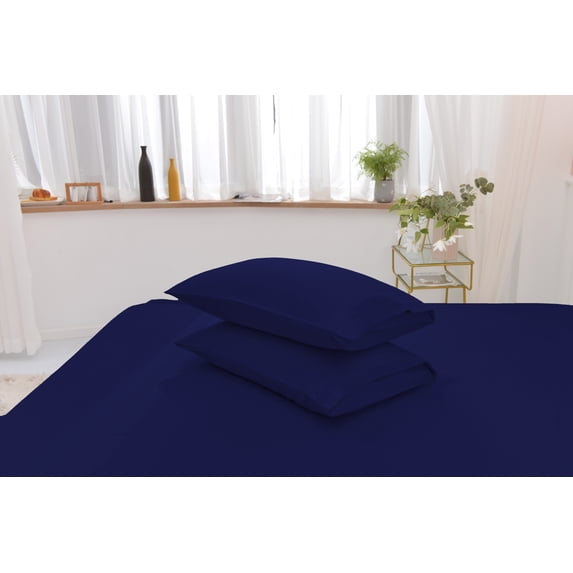 Split King Rayon Made From Bamboo Sheet Set - Softer Than Cotton Split King Size - Wrinkle Free - 16" Deep Pockets - 5 Piece - 2 Fitted Sheet, 1 Flat, 2 Pillowcases Split King Navy Blue
