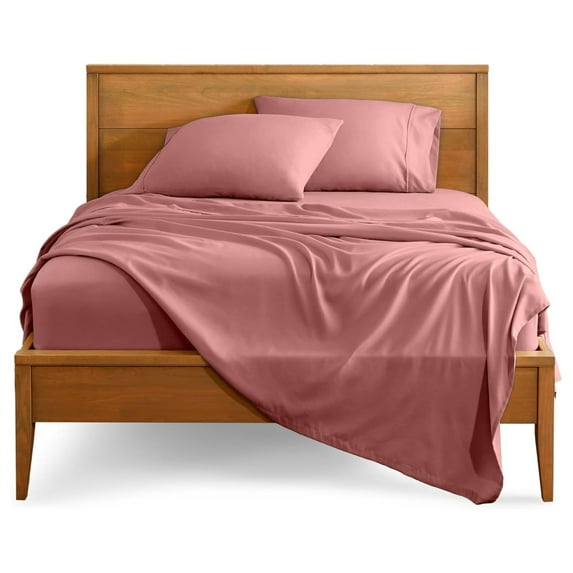 Split King Sheet Set - 1800 Ultra-Soft Microfiber Bed Sheets - Double Brushed - Deep Pockets - Easy Fit - 5 Piece Set - Bed Sheets & Pillowcases (Split King, Dusty Rose)