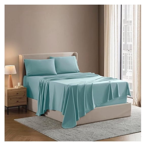 Split King Sheet Set - 1800 Ultra-Soft Microfiber Bed Sheets - Double Brushed - Deep Pockets - Easy Fit - 5 Piece Set - Bed Sheets & Pillowcases (Split King Size, Light Blue)