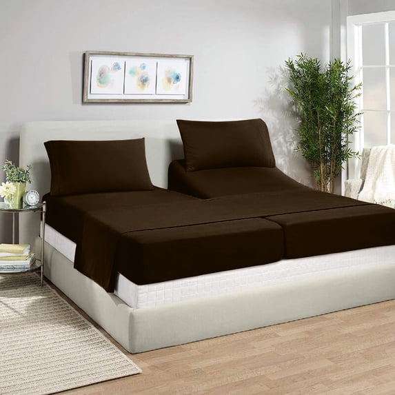 Split King Sheets Sets for Adjustable Bed - 800-Thread-Count 100% Egyptian Cotton, Sateen Weave 25-Inch Extra Deep Pockets 800-TC Bedsheet - Chocolate