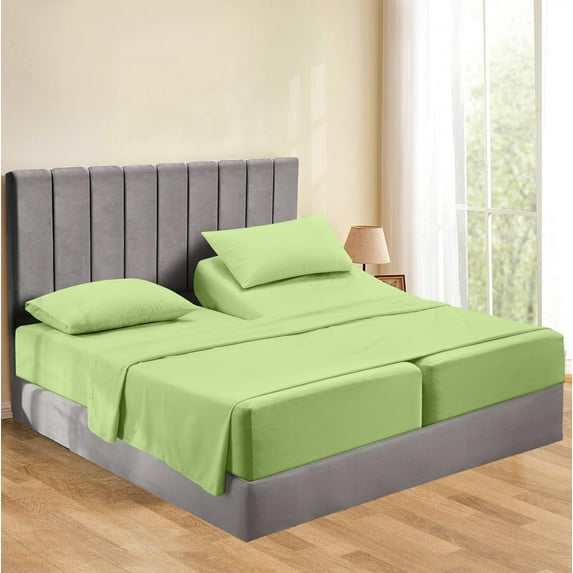 Split King Sheets Sets for Adjustable Bed Cotton, Luxury Sheets 100% Egyptian Cotton - 500 TC - Designed for Split Bed, Fit ( 10-12" Inch Deep Pockets ) ( Split-King ) Sage Green Solid