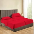 thumbnail image 1 of Split King Sheets Sets for Adjustable Bed Cotton, Luxury Sheets 100% Egyptian Cotton - 500 TC - Designed for Split Bed, Fit ( 22-24" Inch Deep Pockets ) ( Split-King ) Red Stripe, 1 of 5