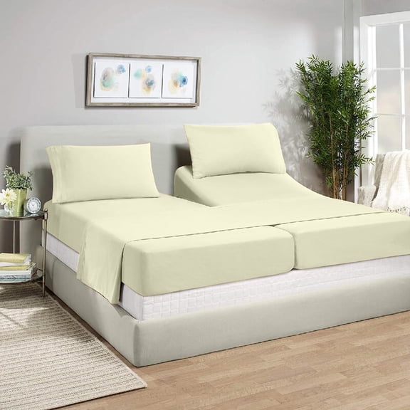 Split King Sheets Sets for Adjustable Bed - 1000-Thread-Count 100% Egyptian Cotton, Sateen Weave 20-Inch Extra Deep Pockets 1000-TC Bedsheet - Ivory
