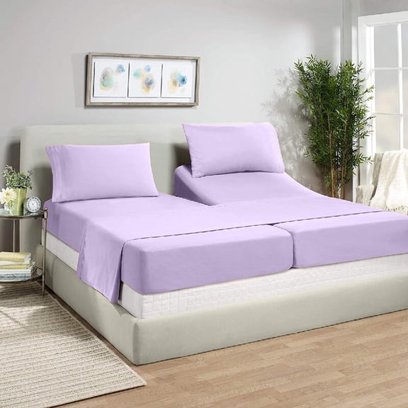 Split King Sheets Sets for Adjustable Bed - 800-Thread-Count 100% Egyptian Cotton, Sateen Weave 12-Inch Deep Pockets 800-TC Bedsheet - Lilac