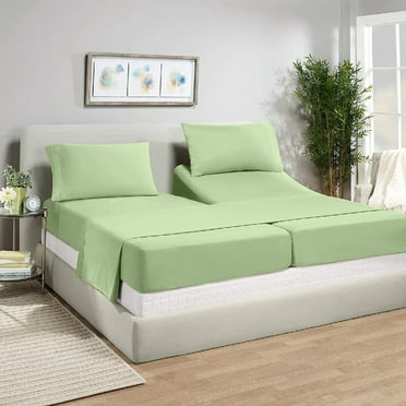 Split King Sheets Sets for Adjustable Bed - 800-Thread-Count 100% Egyptian Cotton, Sateen Weave 12-Inch Deep Pockets 800-TC Bedsheet - Sage