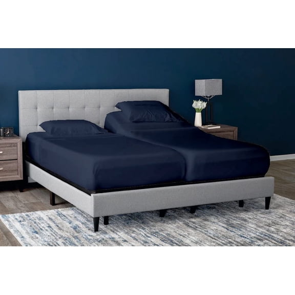 5 PCs Split King Sheets for Adjustable Bed, 100% Microfiber, Navy Blue, Perfect Fit Upto 16 Inch Deep Pocket