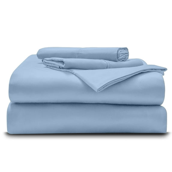 Split King Size 5-Piece Sheet Set Giza Cotton - Premium 1000-Thread-Count 100% Giza Egyptian Cotton, Fit Upto 30 inches Extra Deep Pockets Mattress - Light Blue
