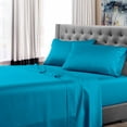 thumbnail image 1 of Split King Size 600 Thread Count Luxury Extrasoft 100% Egyptian Cotton 4 Piece Sheets Set in Hotel Quality Turquoise Blue Solid, 1 of 5