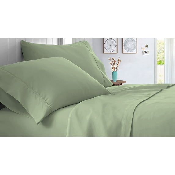 Split King Size 800 Thread Count Sheet Set Solid - 4 Piece - Hotel Quality Super Soft Bed Sheets- 27" Deep Pockets Easy Fit - Breathable & Cooling Sheets ( Moss)