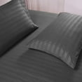 thumbnail image 1 of Split King Size Bed Sheet Set 5 Piece, ( 2 Fitted Sheet, 1 Flat Sheet and 2 Pillowcases ) 100% Egyptian Cotton, 18" Deep Pocket, 600 Thread Count, Cool and Breathable - -Dark Gray Stripe, 1 of 5