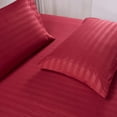 thumbnail image 1 of Split King Size Bed Sheet Set 5 Piece, ( 2 Fitted Sheet, 1 Flat Sheet and 2 Pillowcases ) 100% Egyptian Cotton, 16" Deep Pocket, 600 Thread Count, Cool and Breathable - -Burgundy Stripe, 1 of 5